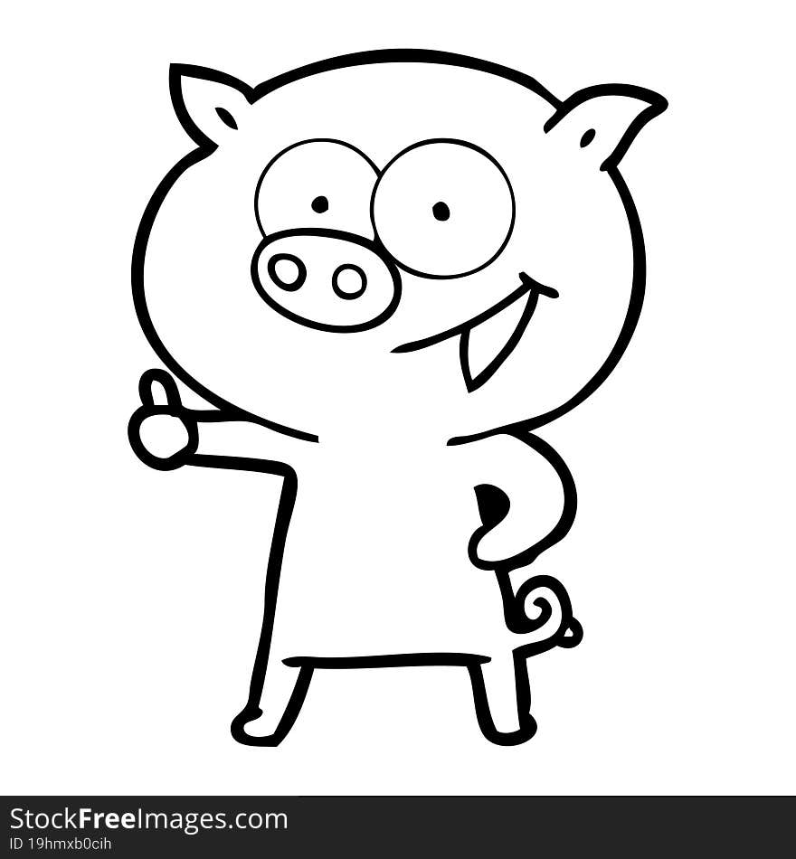 cheerful pig cartoon. cheerful pig cartoon