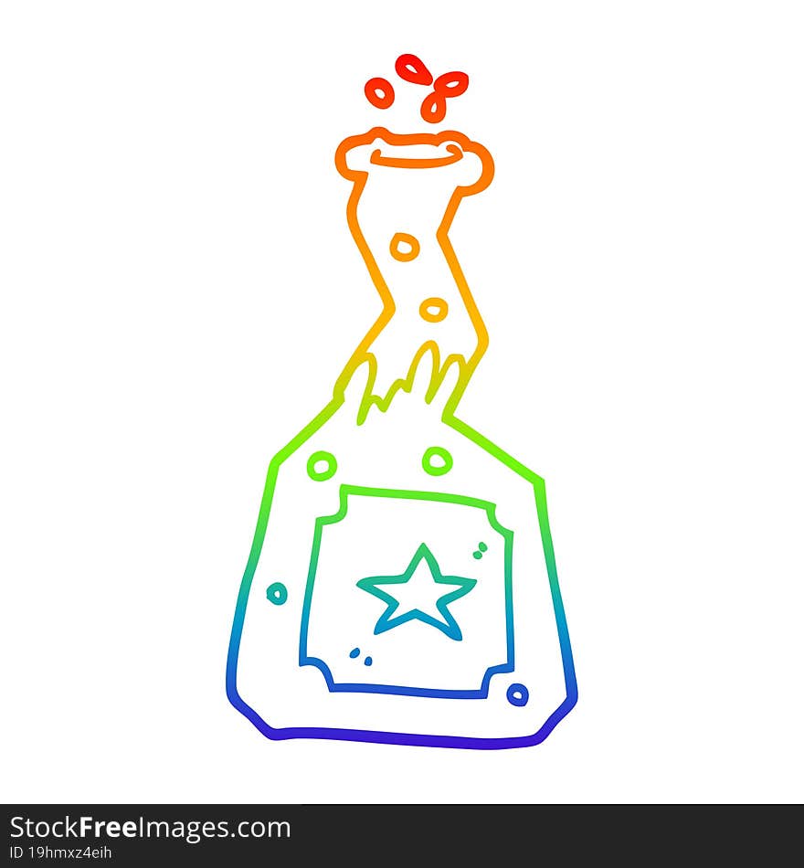 rainbow gradient line drawing of a cartoon experiment potions