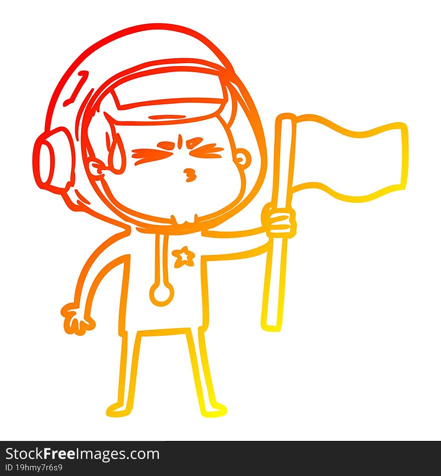 warm gradient line drawing cartoon stressed astronaut