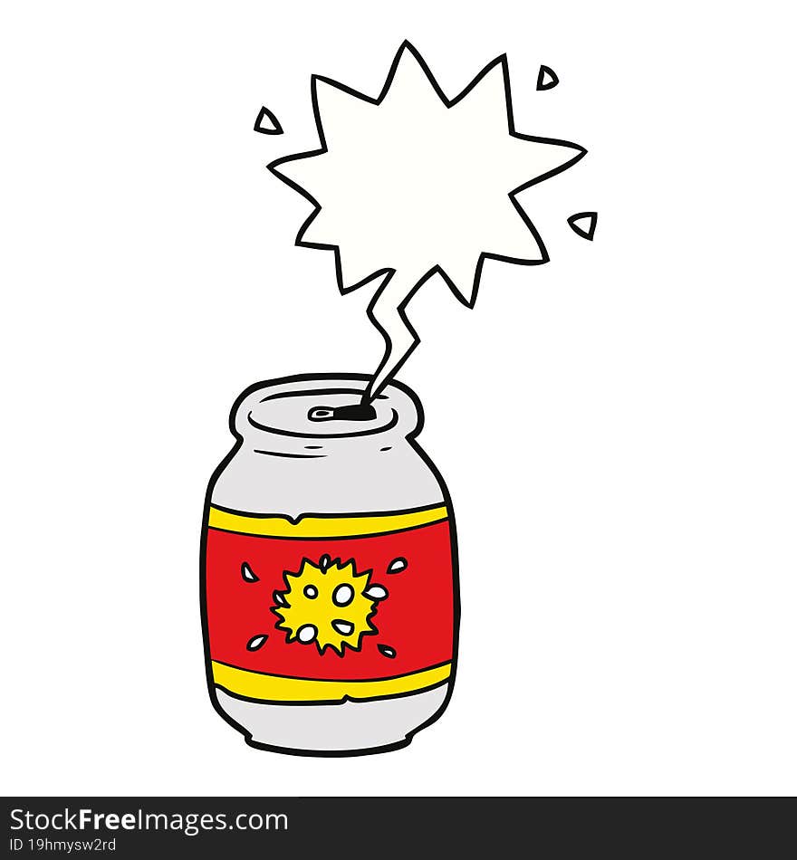 cartoon can of soda with speech bubble. cartoon can of soda with speech bubble