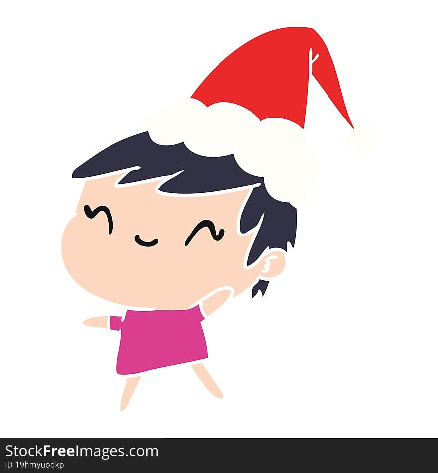 hand drawn christmas cartoon of kawaii girl