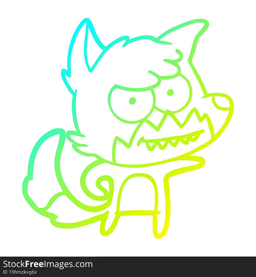 cold gradient line drawing cartoon grinning fox