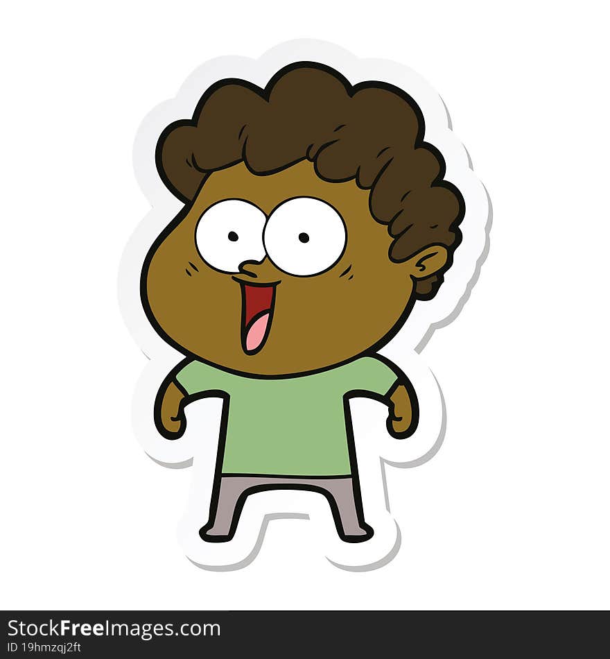 sticker of a cartoon happy man