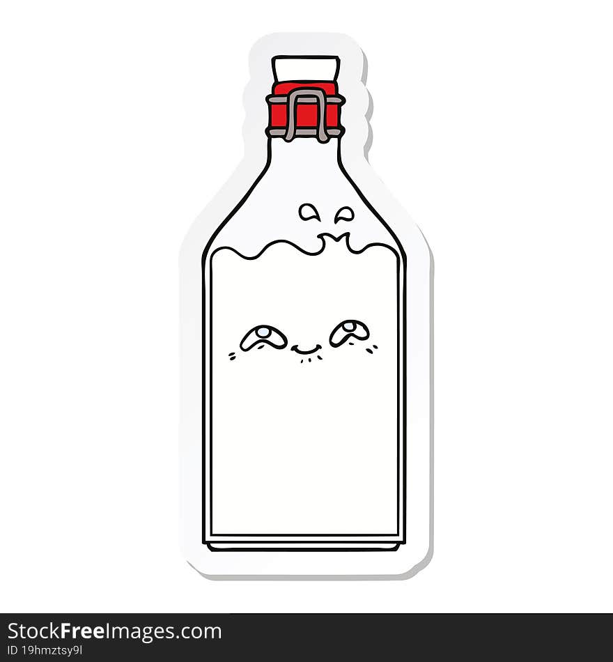 Sticker Of A Cartoon Old Milk Bottle