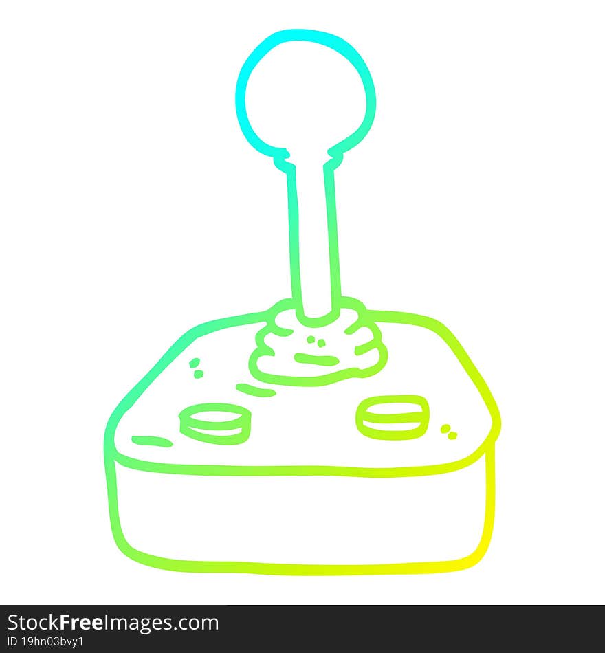 cold gradient line drawing of a cartoon joystick