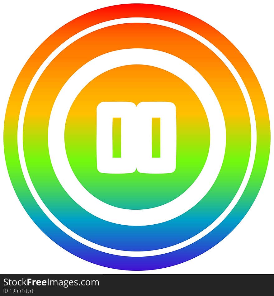 pause button circular in rainbow spectrum