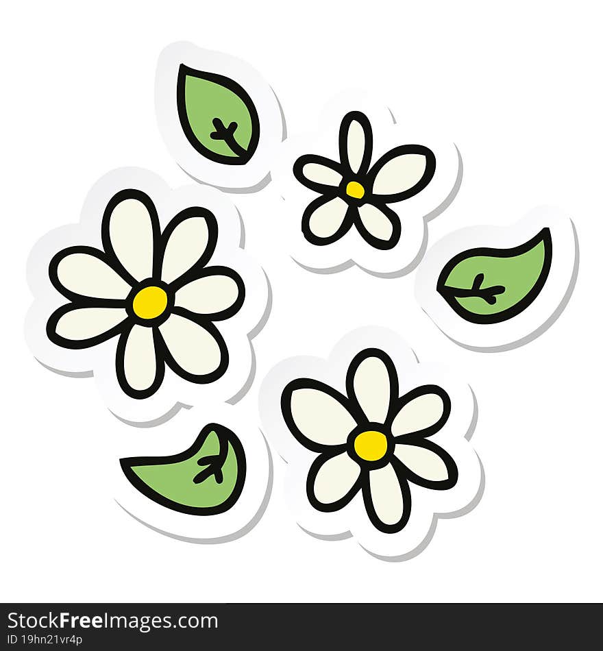 sticker of a quirky hand drawn cartoon flowers