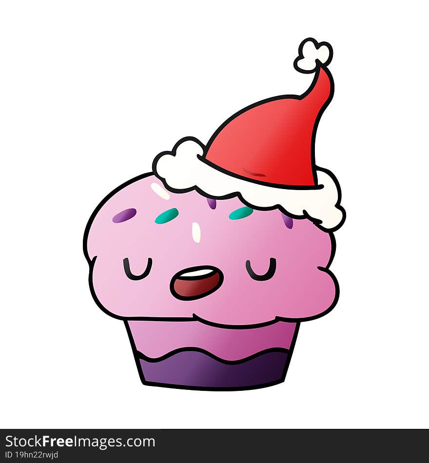 christmas gradient cartoon of kawaii cupcake