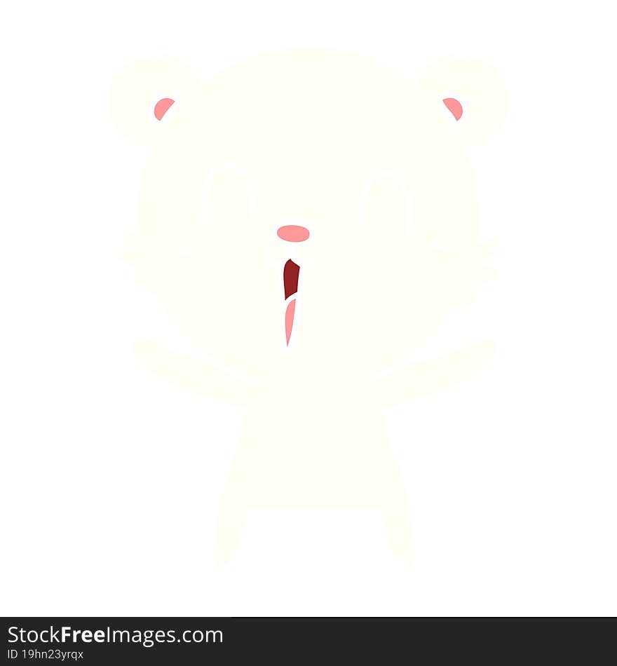 Happy Flat Color Style Cartoon Polar Bear