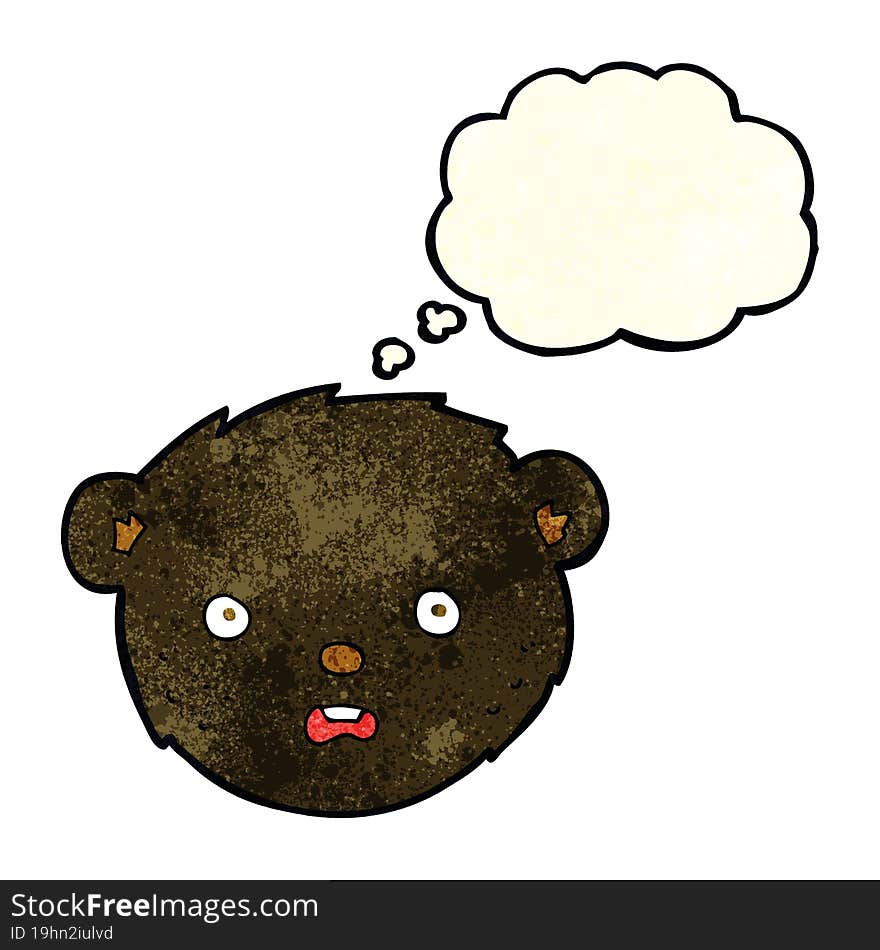 cartoon black bear face with thought bubble