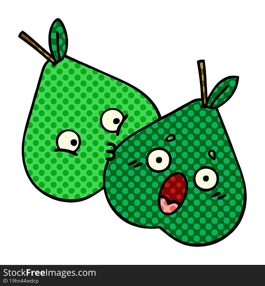 comic book style cartoon pears