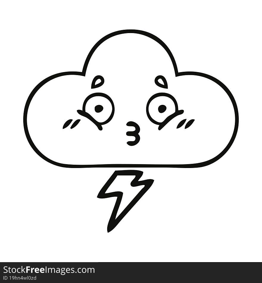 line drawing cartoon thunder cloud