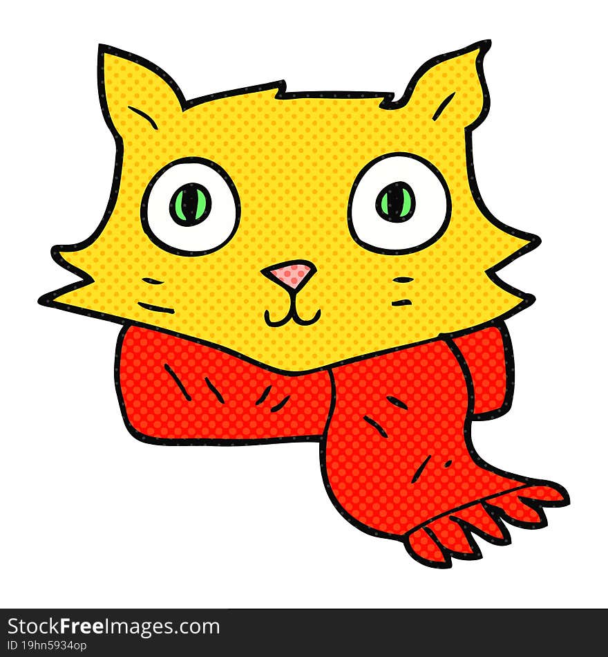 cartoon cat wearing scarf