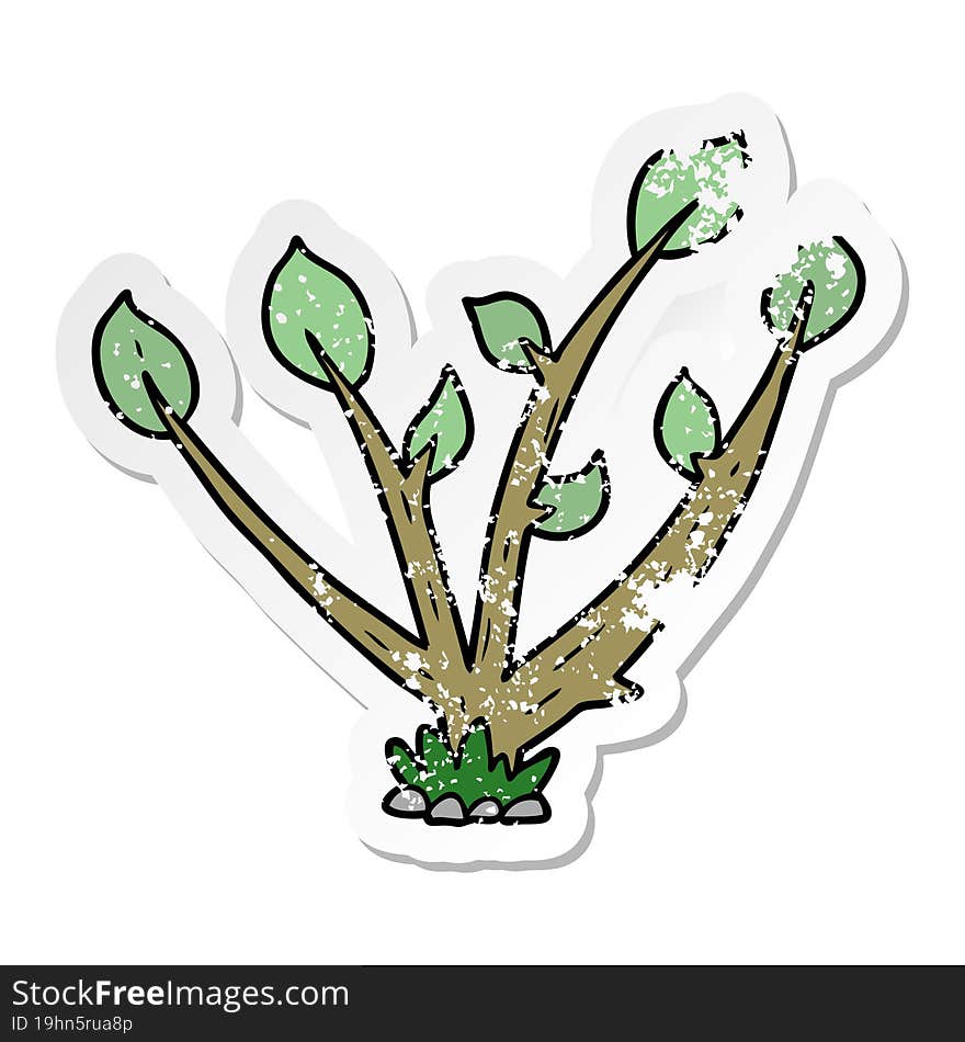 distressed sticker of a cartoon sprouting plant