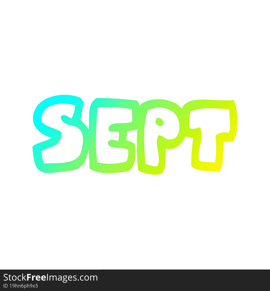 cold gradient line drawing of a cartoon month of september