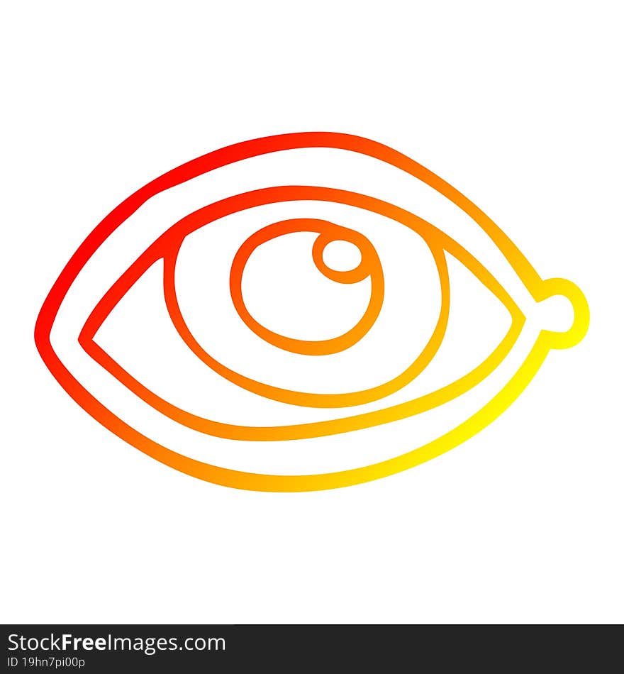 warm gradient line drawing of a cartoon human eye