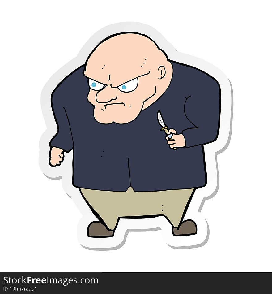 Sticker Of A Cartoon Evil Man