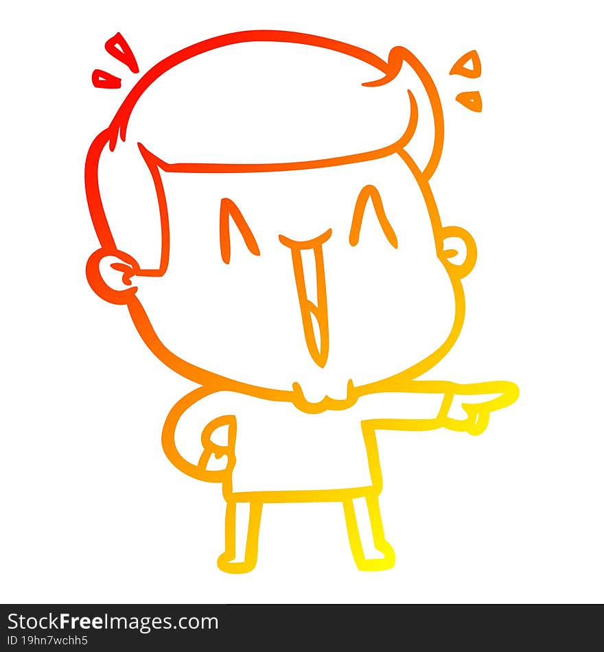 warm gradient line drawing cartoon excited man