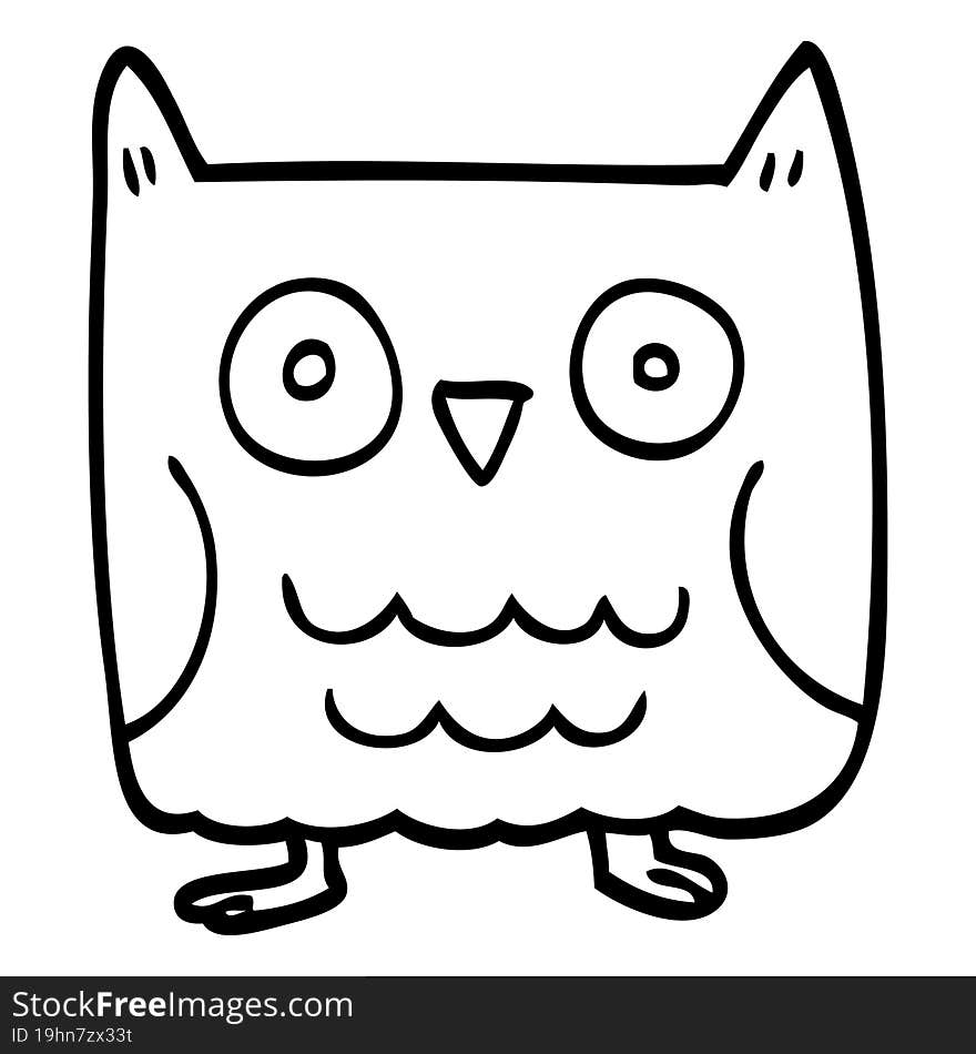 funny line drawing cartoon owl