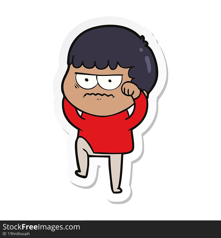 sticker of a cartoon annoyed man