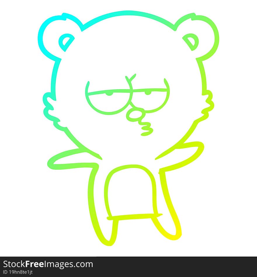 cold gradient line drawing bored bear cartoon