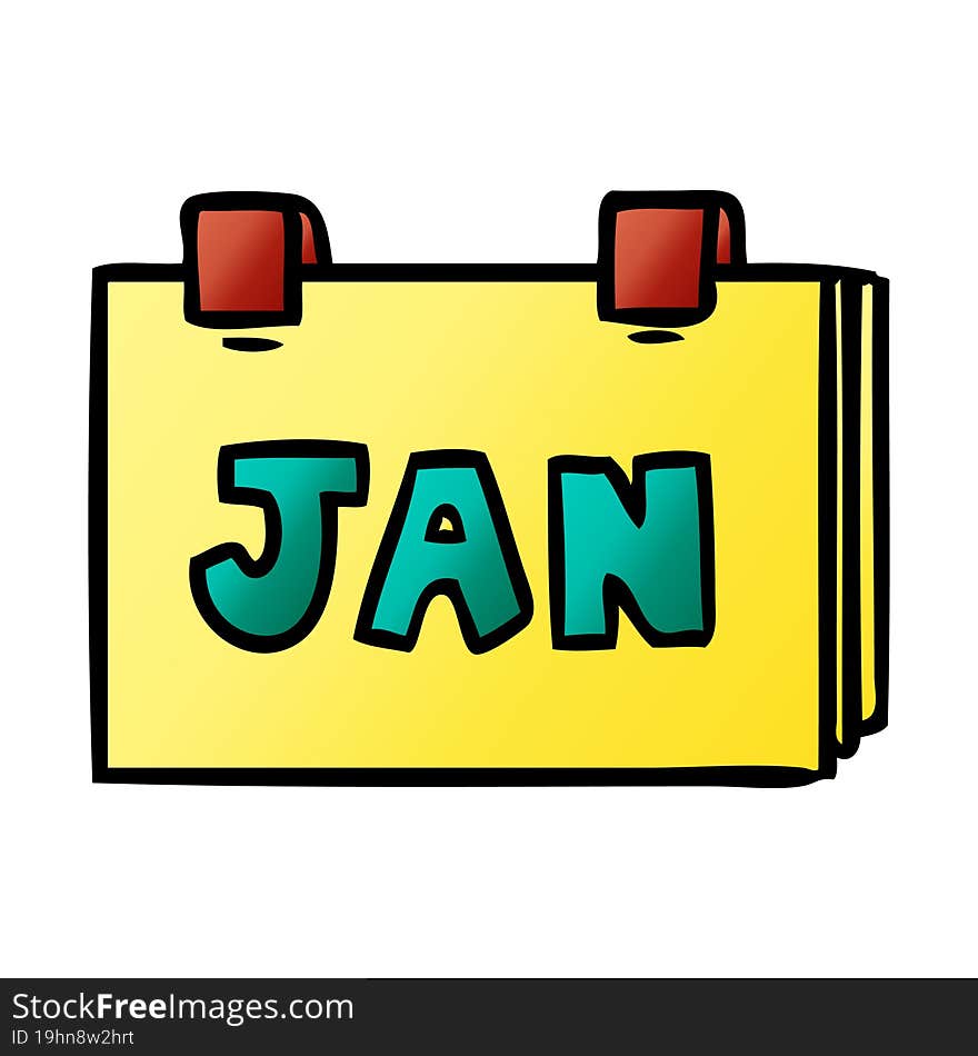 gradient cartoon doodle of a calendar with jan