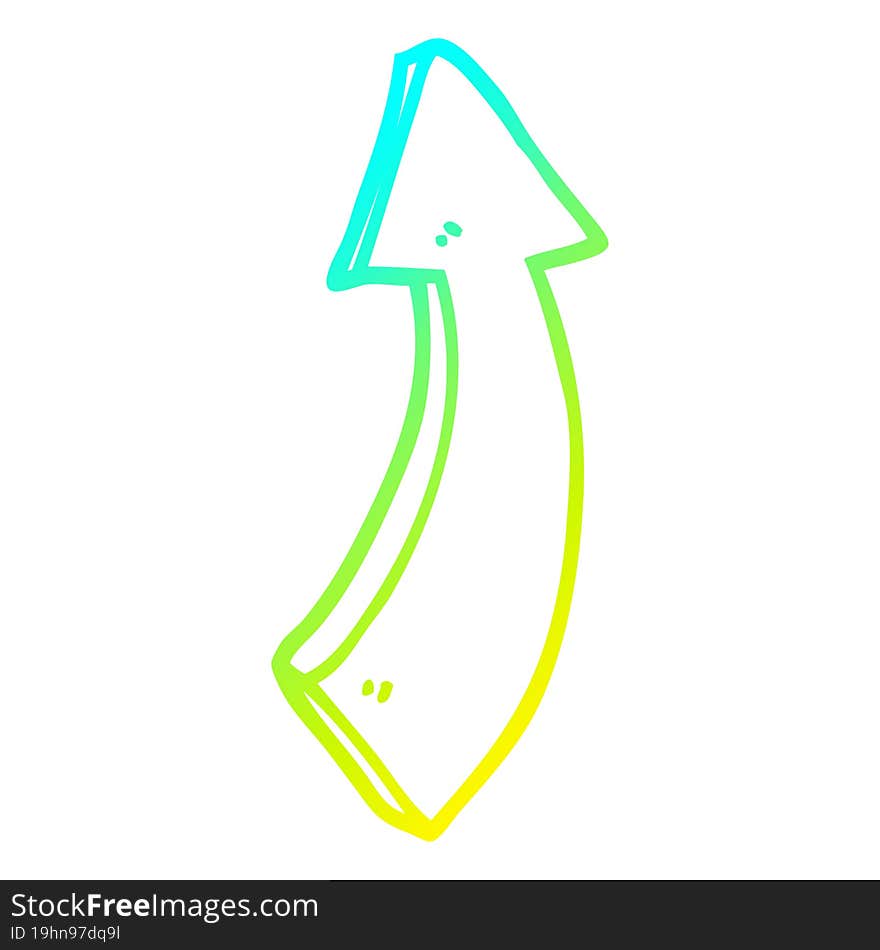 cold gradient line drawing cartoon pointing arrow