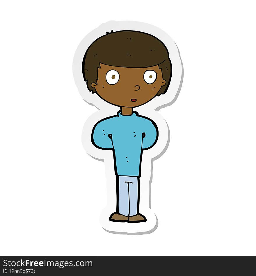 Sticker Of A Cartoon Curious Boy