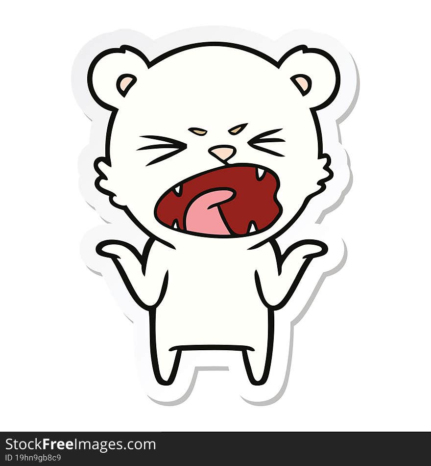 sticker of a angry cartoon polar bear