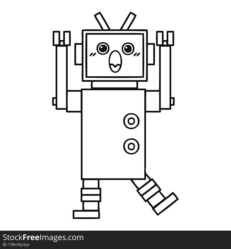 Line Drawing Cartoon Robot