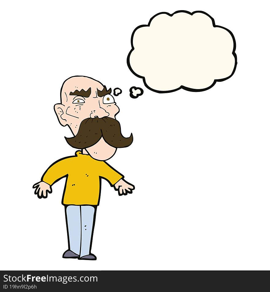 Cartoon Angry Old Man With Thought Bubble