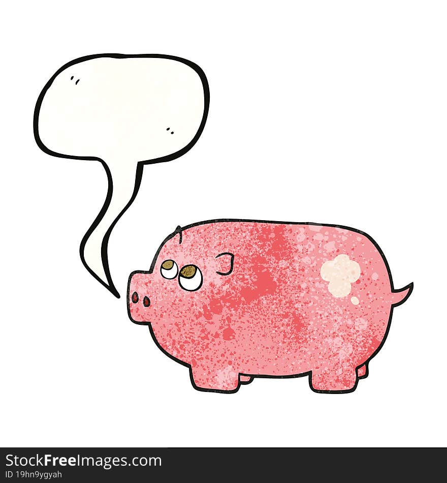 freehand speech bubble textured cartoon piggy bank