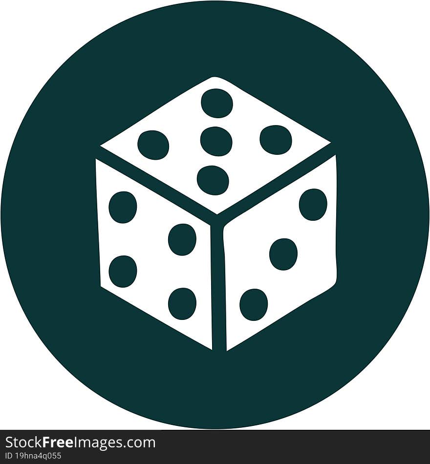 tattoo style icon of a dice