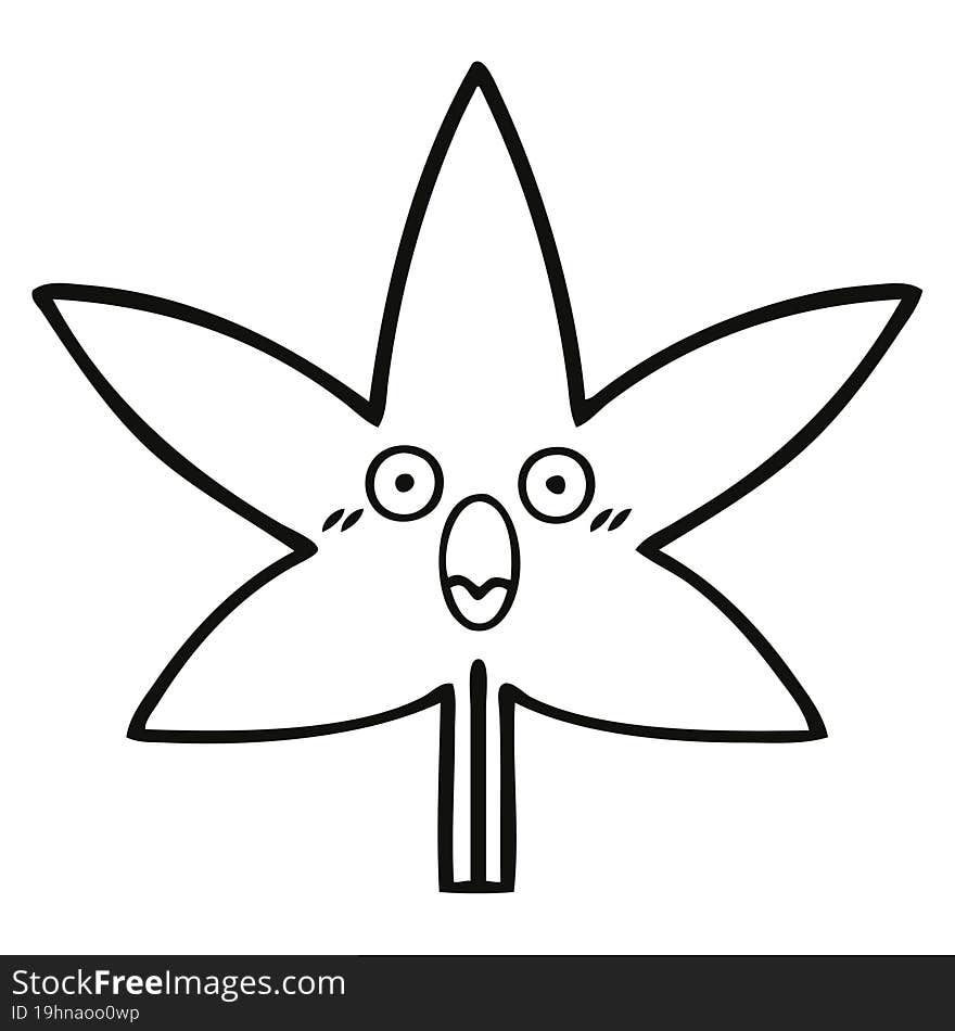 line drawing cartoon marijuana leaf