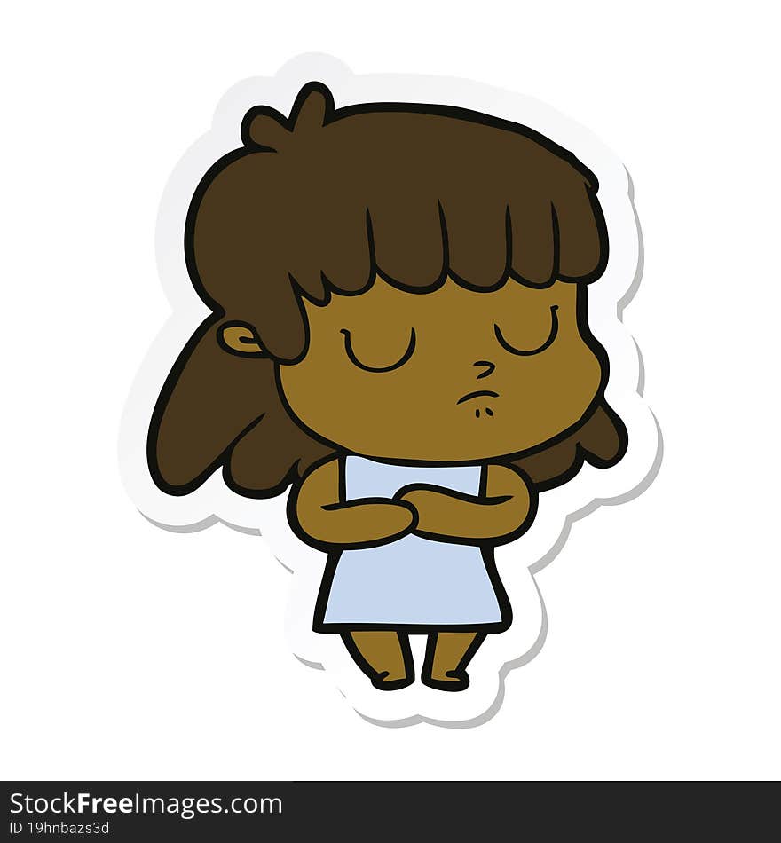 sticker of a cartoon indifferent woman