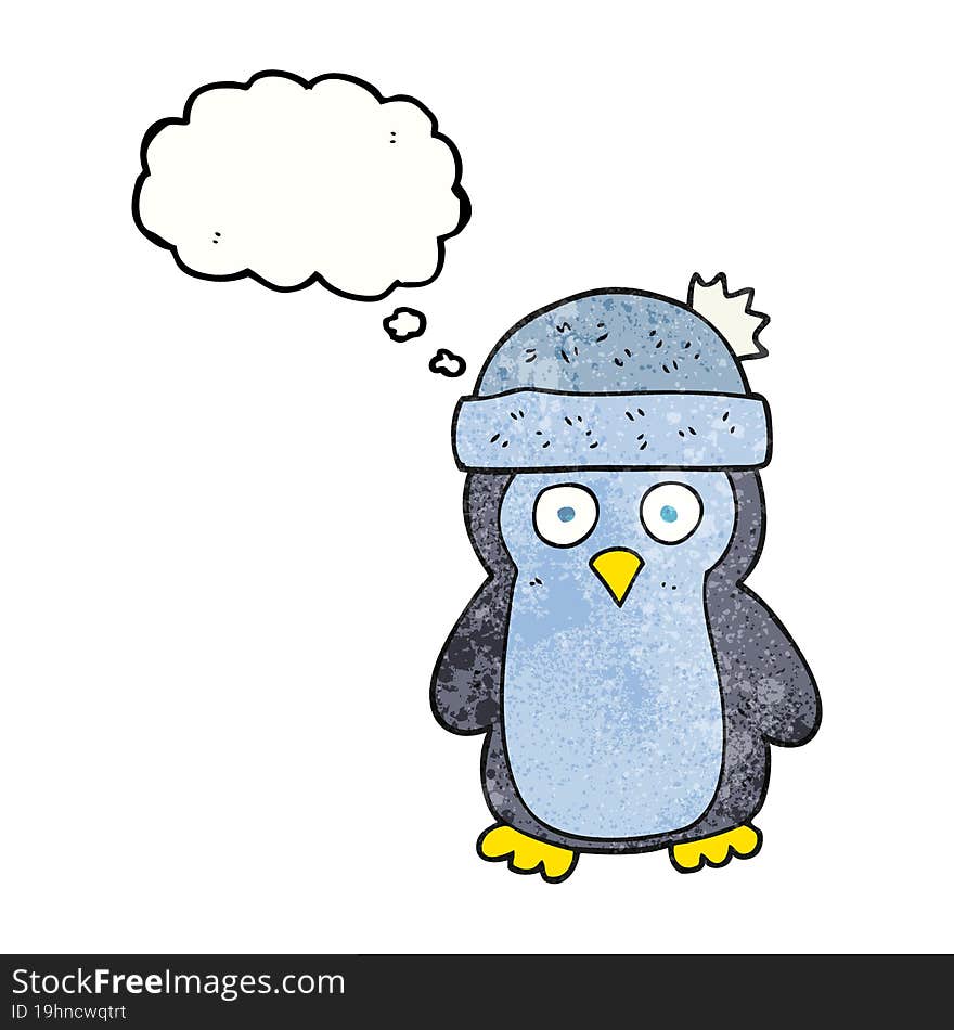 Thought Bubble Textured Cartoon Penguin