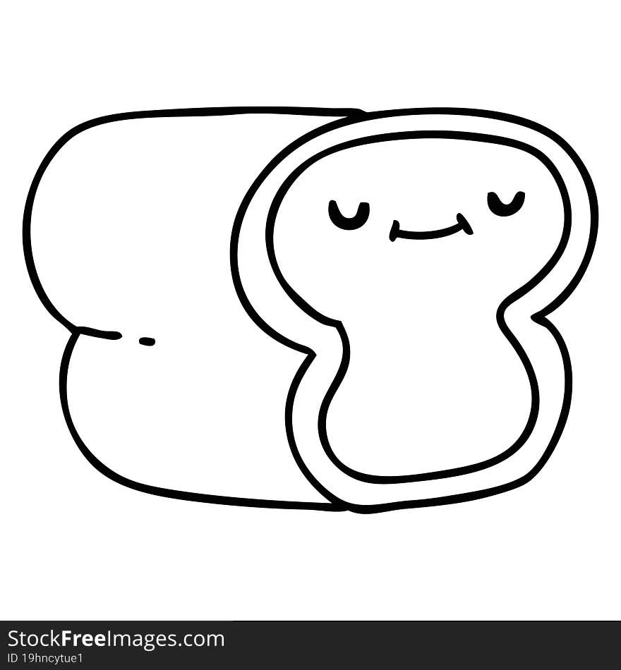 line doodle loaf of bread with happy smile. line doodle loaf of bread with happy smile