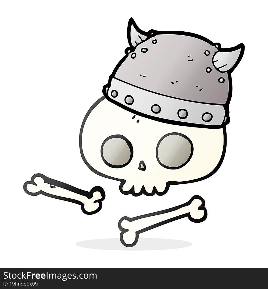 cartoon viking helmet on skull