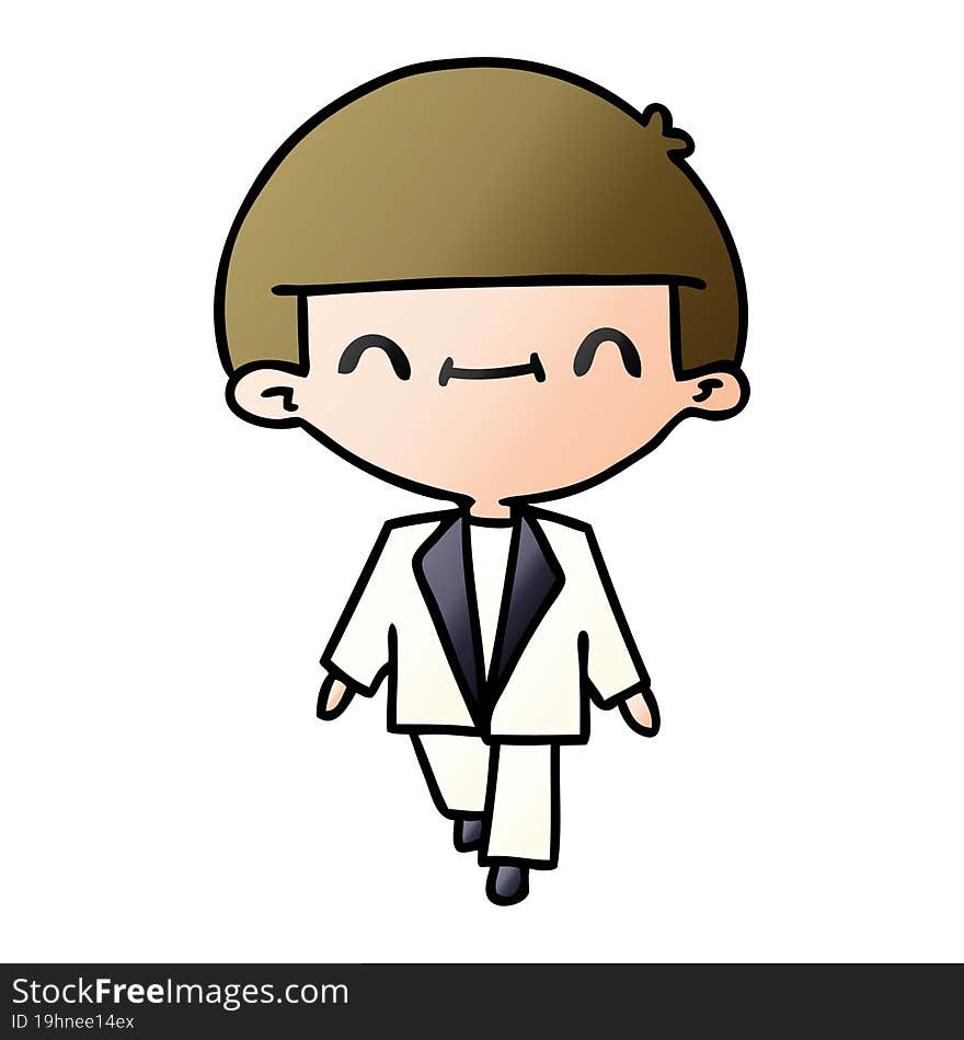 gradient cartoon of cute kawaii boy in suit