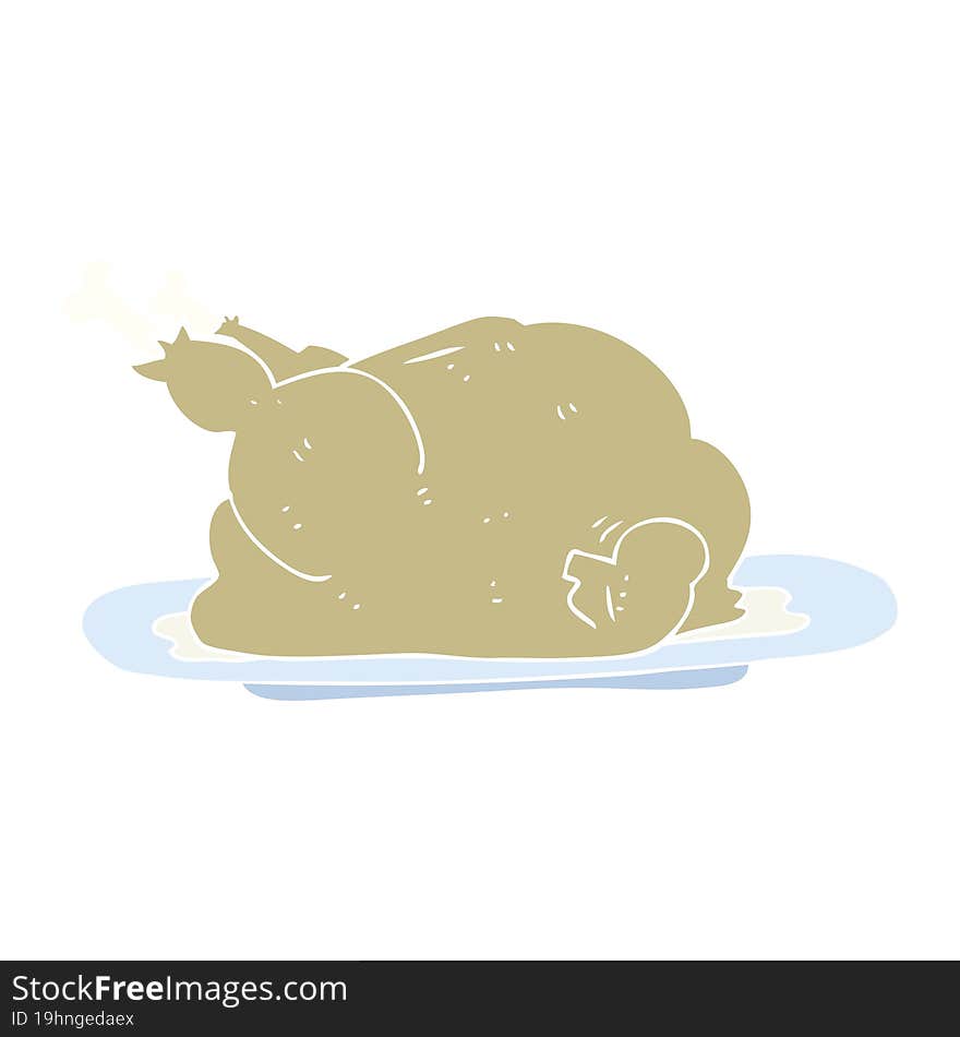 flat color illustration of a cartoon cooked chicken