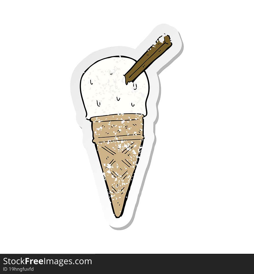 distressed sticker of a cartoon ice cream