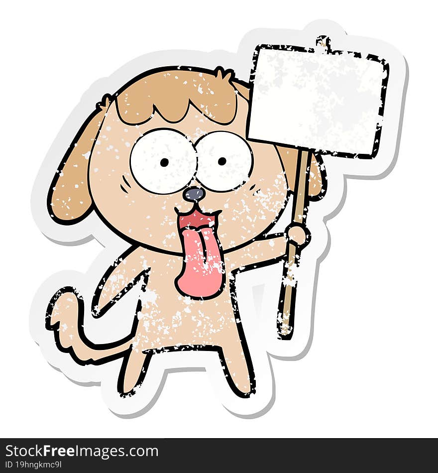 distressed sticker of a cute cartoon dog