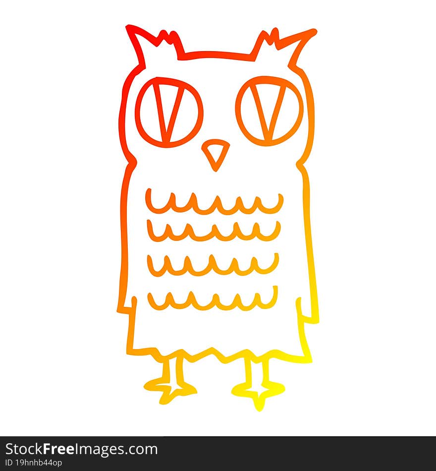 warm gradient line drawing cartoon owl