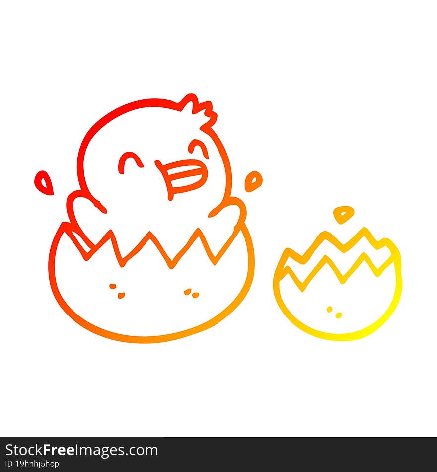 warm gradient line drawing cute cartoon chick