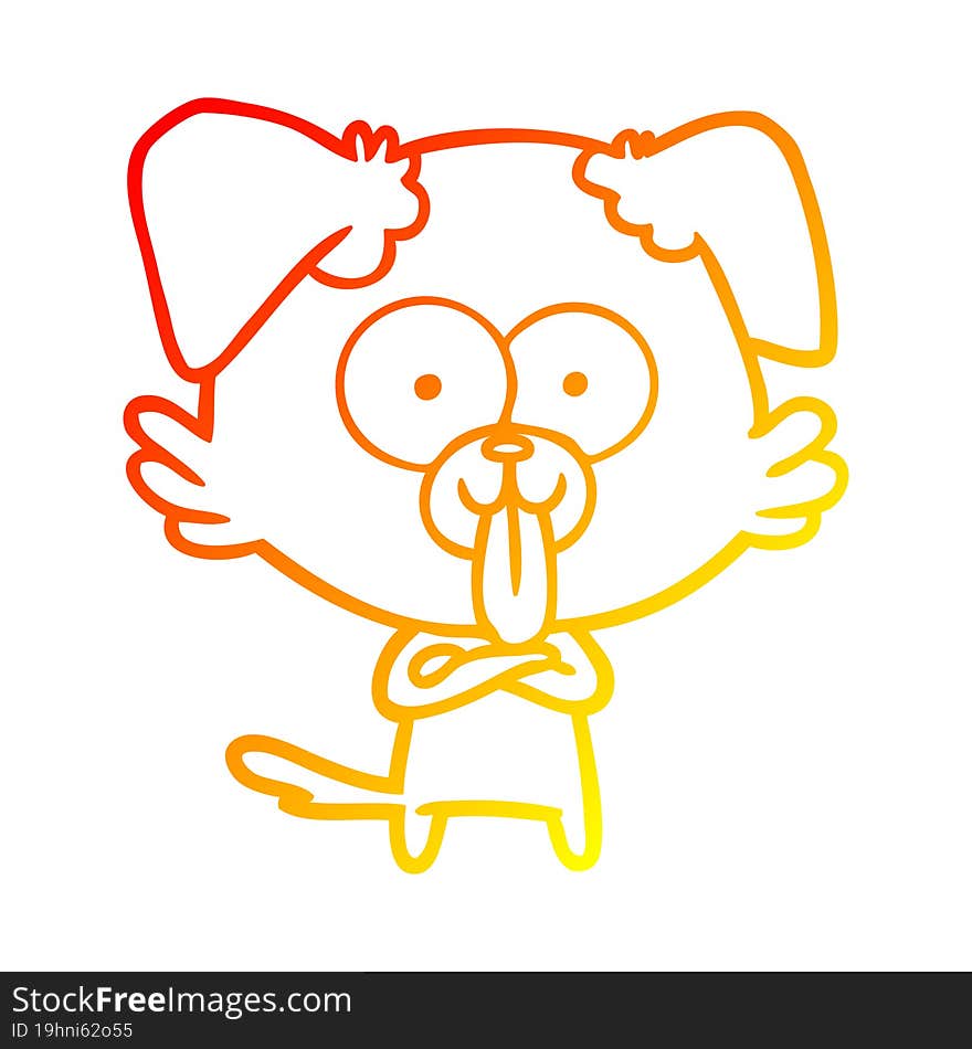 warm gradient line drawing of a cartoon dog with tongue sticking out