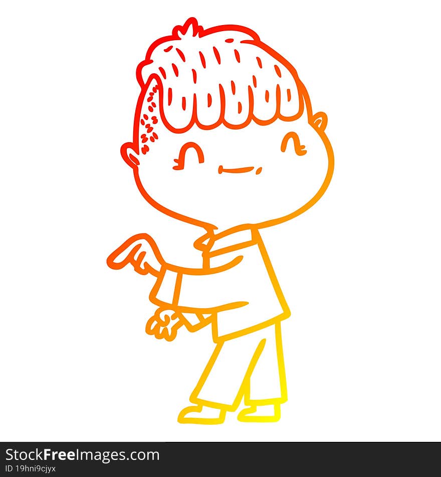 warm gradient line drawing cartoon friendly boy