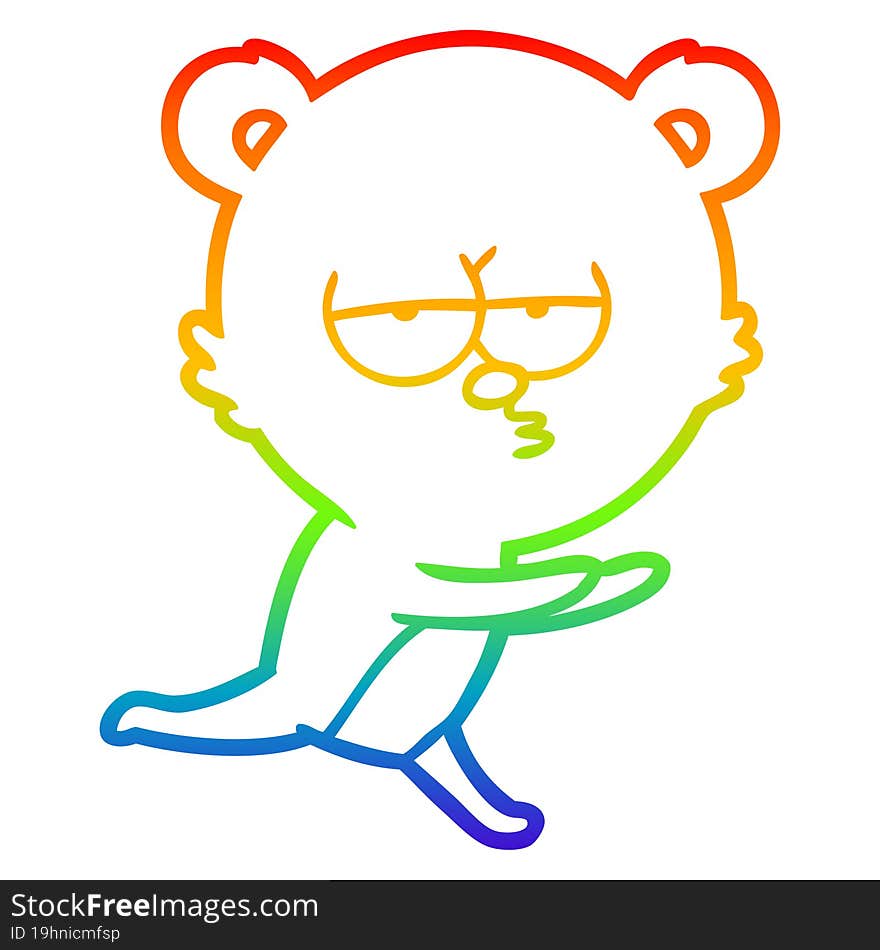 rainbow gradient line drawing bored bear cartoon