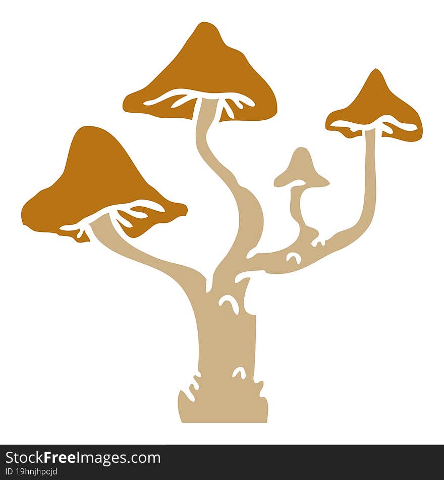 Cartoon Doodle Of Growing Mushrooms