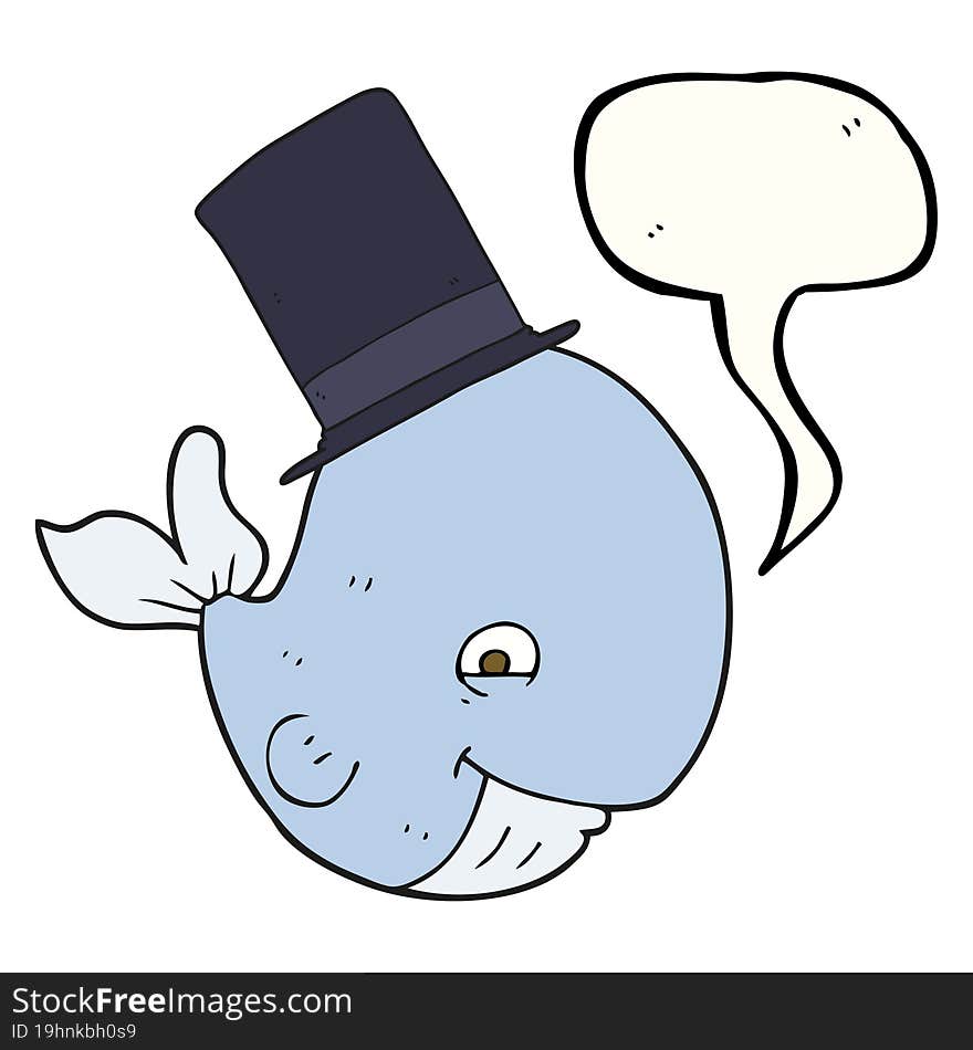 speech bubble cartoon whale in top hat