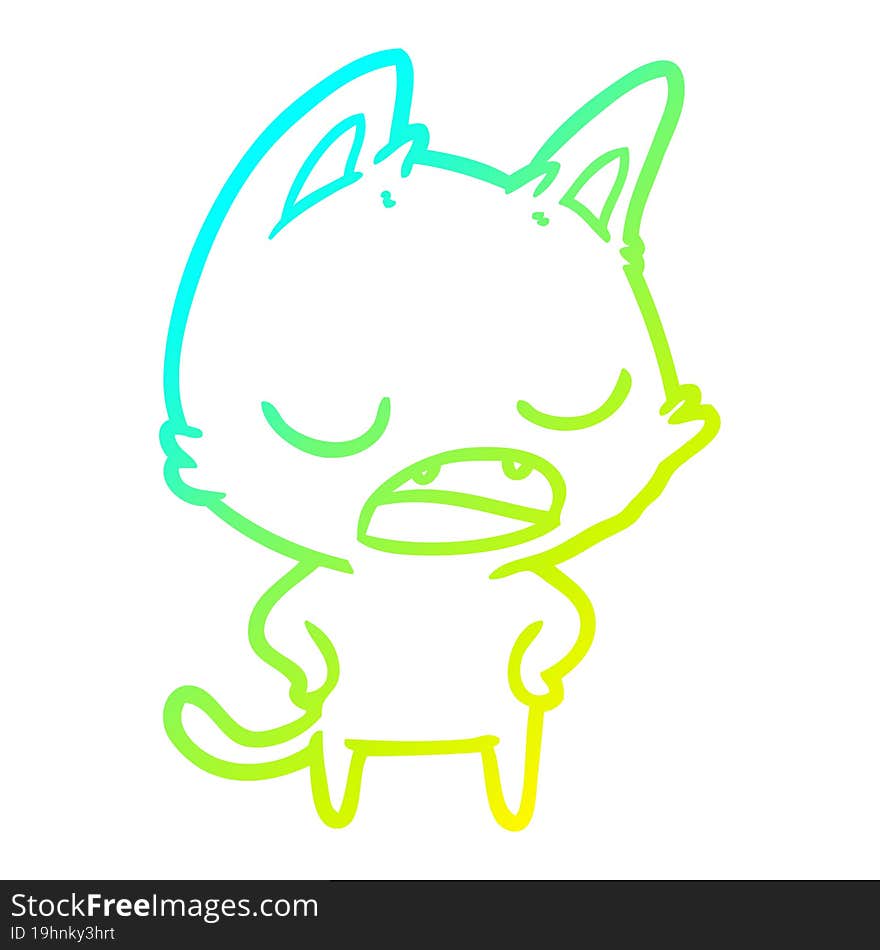 cold gradient line drawing talking cat cartoon